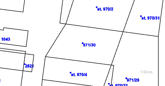 Parcela st. 971/30 v KÚ Sázavka, Katastrální mapa