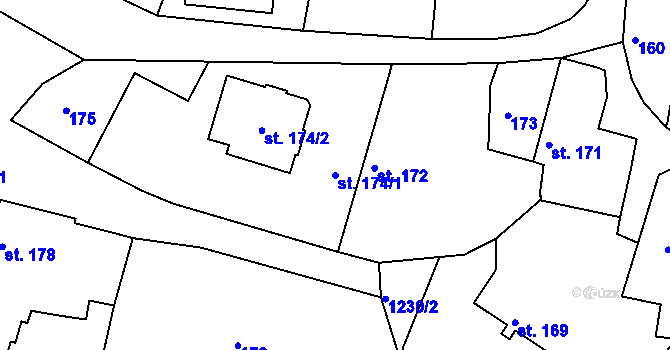 Parcela st. 174/1 v KÚ Sázavka, Katastrální mapa