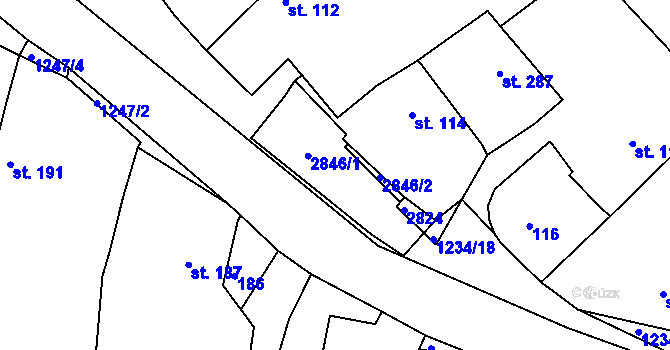 Parcela st. 2846 v KÚ Sázavka, Katastrální mapa