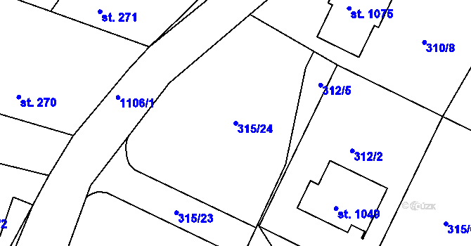 Parcela st. 315/24 v KÚ Sázavka, Katastrální mapa