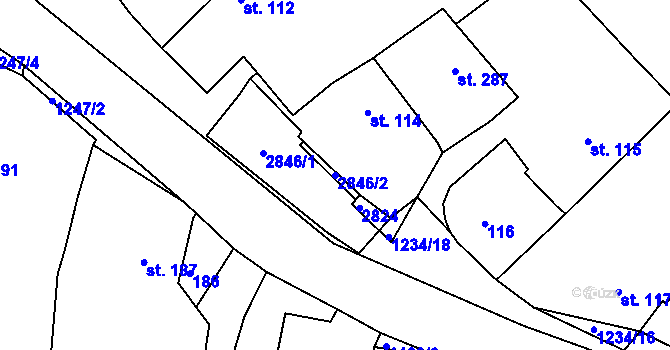 Parcela st. 2846/2 v KÚ Sázavka, Katastrální mapa