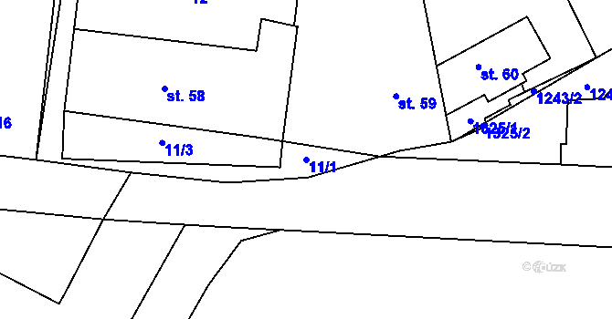 Parcela st. 11/1 v KÚ Sazená, Katastrální mapa