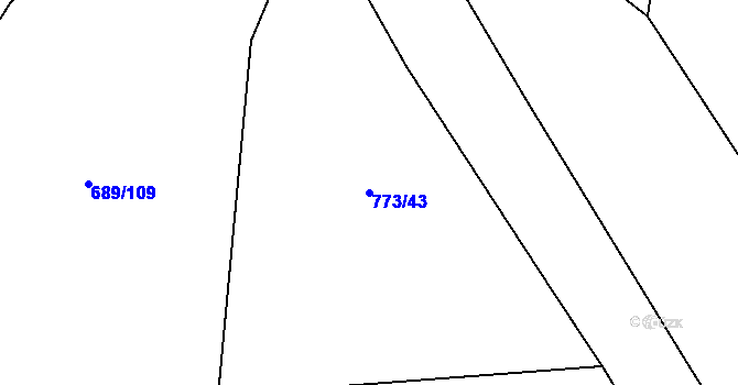 Parcela st. 773/43 v KÚ Sazená, Katastrální mapa