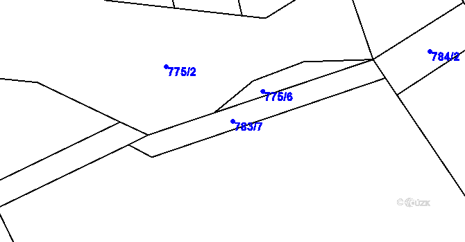 Parcela st. 783/7 v KÚ Sazená, Katastrální mapa