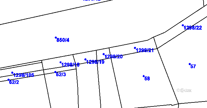 Parcela st. 1298/20 v KÚ Sazená, Katastrální mapa