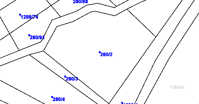 Parcela st. 280/2 v KÚ Sazená, Katastrální mapa
