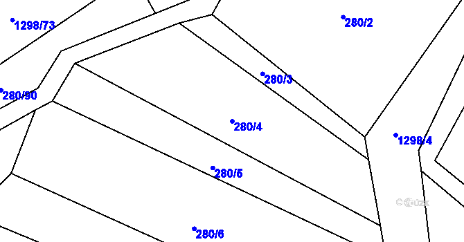 Parcela st. 280/4 v KÚ Sazená, Katastrální mapa