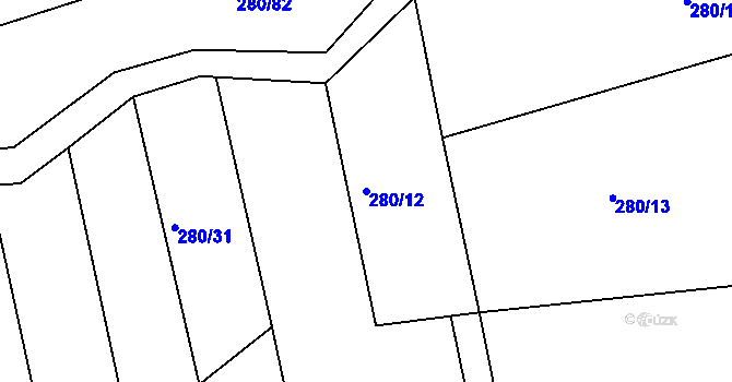 Parcela st. 280/12 v KÚ Sazená, Katastrální mapa