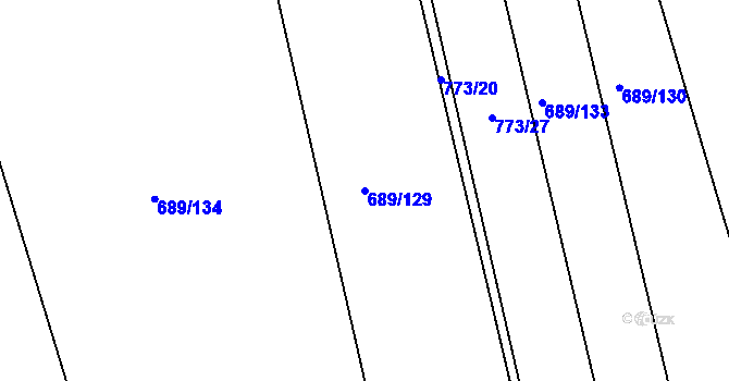 Parcela st. 689/129 v KÚ Sazená, Katastrální mapa