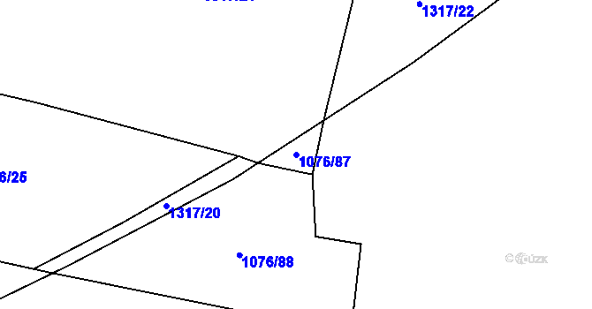 Parcela st. 1076/87 v KÚ Sazená, Katastrální mapa
