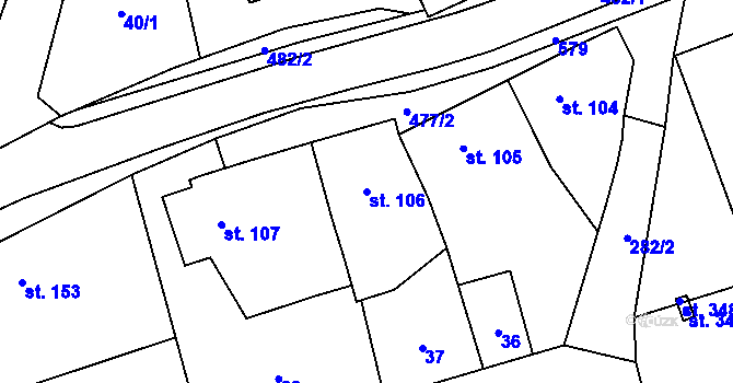 Parcela st. 106 v KÚ Sazovice, Katastrální mapa