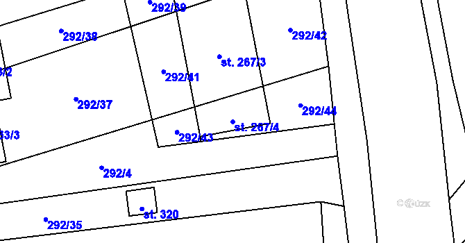 Parcela st. 267/4 v KÚ Sazovice, Katastrální mapa