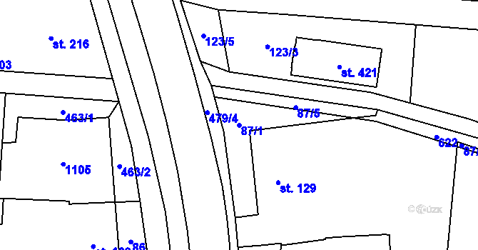 Parcela st. 87/1 v KÚ Sazovice, Katastrální mapa