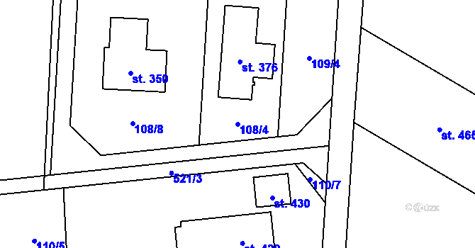 Parcela st. 108/4 v KÚ Sazovice, Katastrální mapa