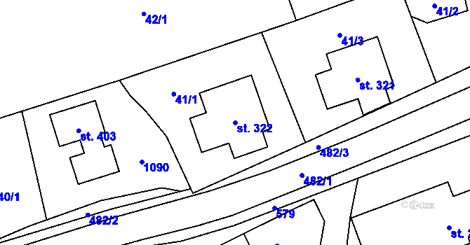 Parcela st. 322 v KÚ Sazovice, Katastrální mapa