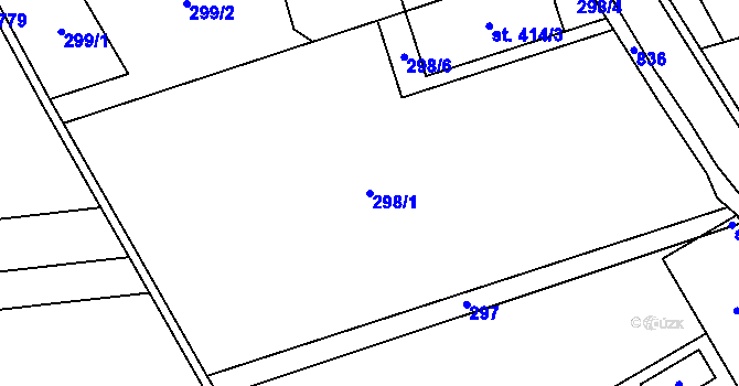 Parcela st. 298/1 v KÚ Sazovice, Katastrální mapa