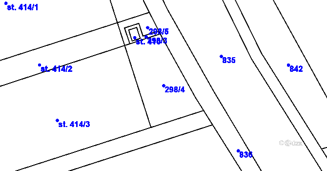 Parcela st. 298/4 v KÚ Sazovice, Katastrální mapa