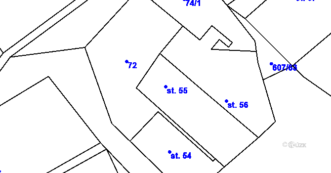 Parcela st. 55 v KÚ Hrobičany, Katastrální mapa