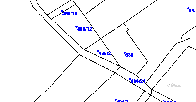 Parcela st. 498/2 v KÚ Hrobičany, Katastrální mapa