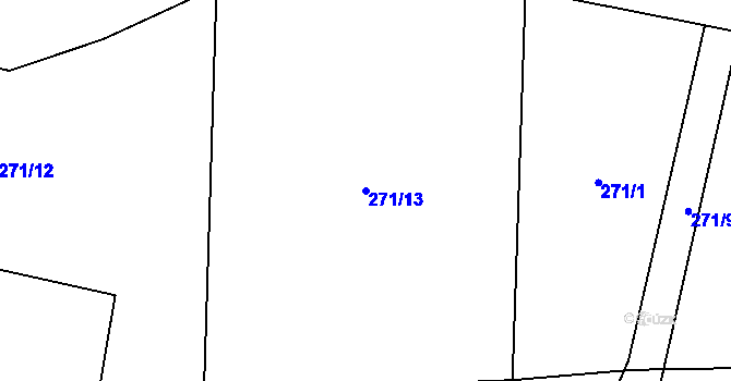 Parcela st. 271/13 v KÚ Hrobičany, Katastrální mapa