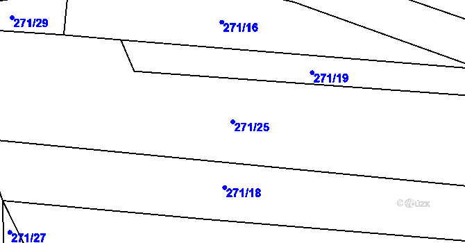 Parcela st. 271/25 v KÚ Hrobičany, Katastrální mapa