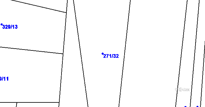 Parcela st. 271/32 v KÚ Hrobičany, Katastrální mapa