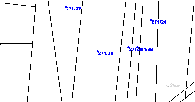 Parcela st. 271/34 v KÚ Hrobičany, Katastrální mapa