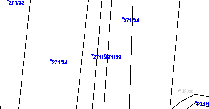 Parcela st. 271/39 v KÚ Hrobičany, Katastrální mapa