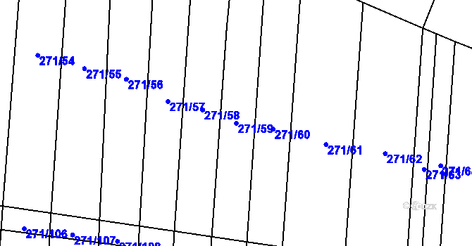 Parcela st. 271/59 v KÚ Hrobičany, Katastrální mapa