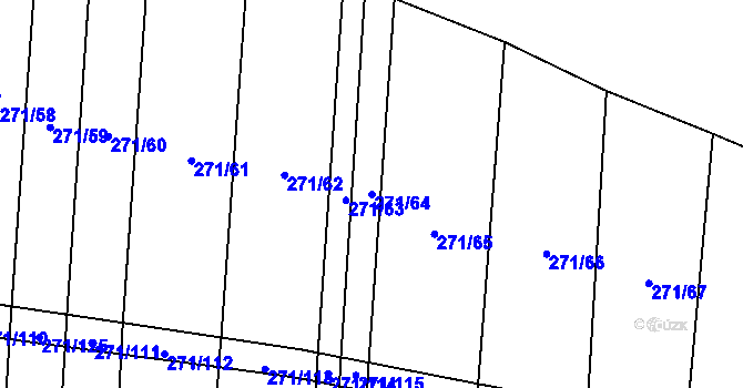 Parcela st. 271/64 v KÚ Hrobičany, Katastrální mapa
