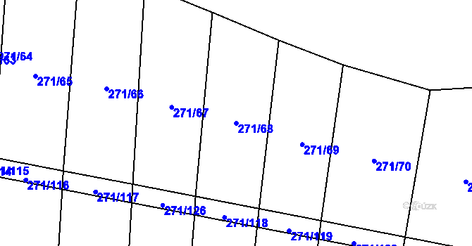 Parcela st. 271/68 v KÚ Hrobičany, Katastrální mapa