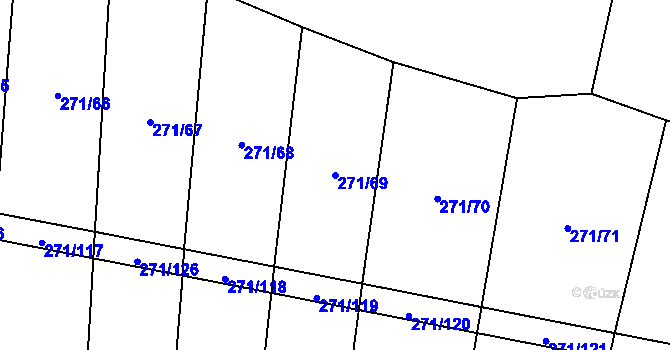 Parcela st. 271/69 v KÚ Hrobičany, Katastrální mapa