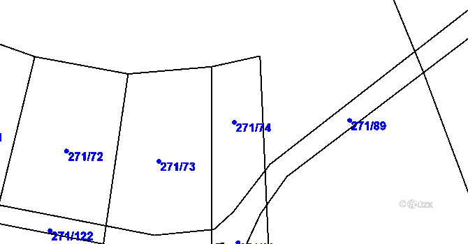 Parcela st. 271/74 v KÚ Hrobičany, Katastrální mapa