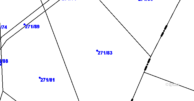 Parcela st. 271/83 v KÚ Hrobičany, Katastrální mapa