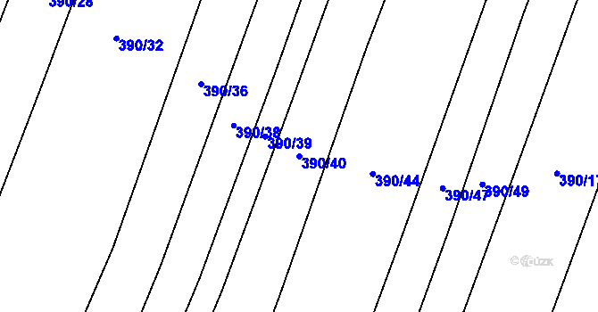 Parcela st. 390/40 v KÚ Hrobičany, Katastrální mapa