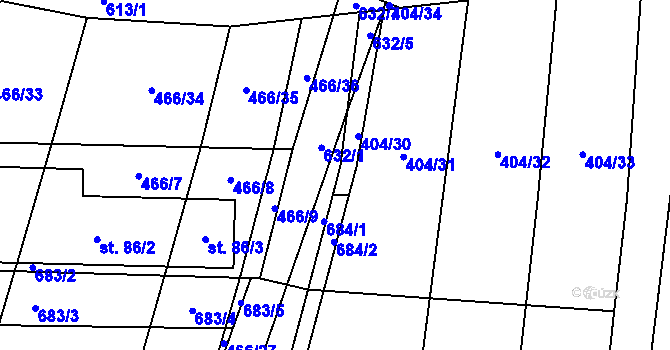 Parcela st. 404/29 v KÚ Hrobičany, Katastrální mapa