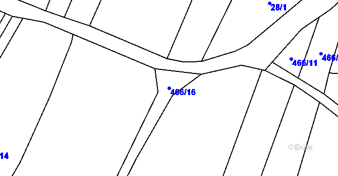 Parcela st. 466/16 v KÚ Hrobičany, Katastrální mapa
