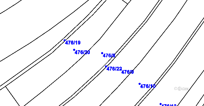 Parcela st. 476/8 v KÚ Hrobičany, Katastrální mapa
