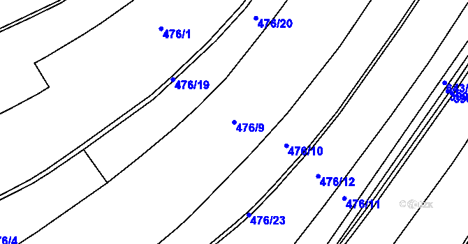 Parcela st. 476/9 v KÚ Hrobičany, Katastrální mapa