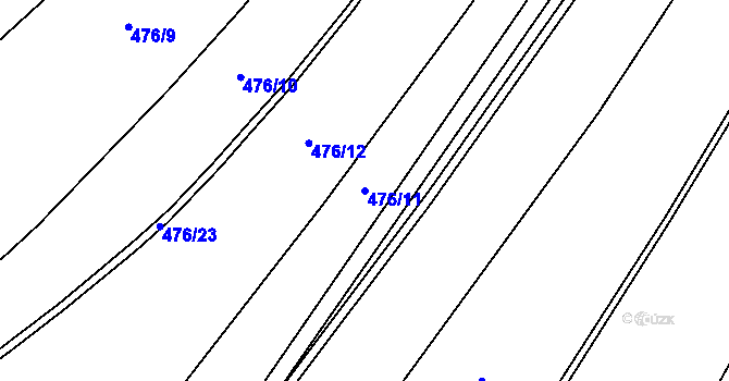 Parcela st. 476/11 v KÚ Hrobičany, Katastrální mapa