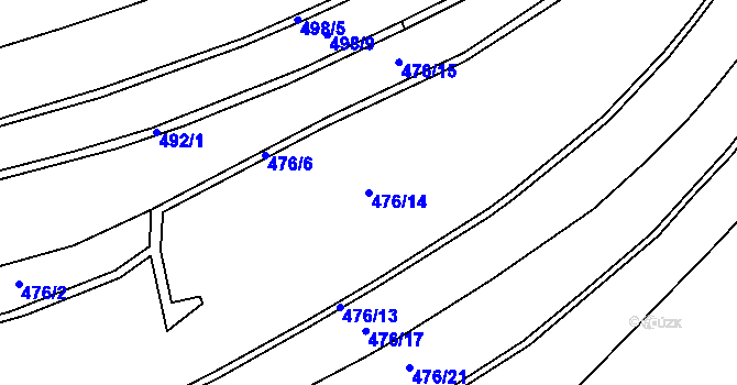 Parcela st. 476/14 v KÚ Hrobičany, Katastrální mapa