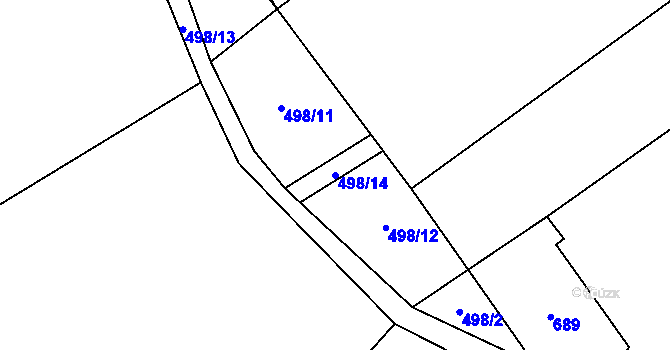 Parcela st. 498/14 v KÚ Hrobičany, Katastrální mapa