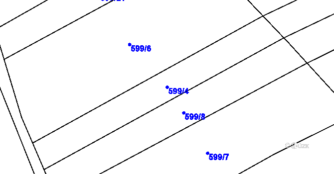 Parcela st. 599/4 v KÚ Hrobičany, Katastrální mapa