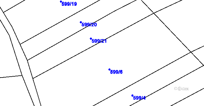 Parcela st. 599/5 v KÚ Hrobičany, Katastrální mapa
