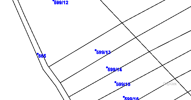 Parcela st. 599/13 v KÚ Hrobičany, Katastrální mapa