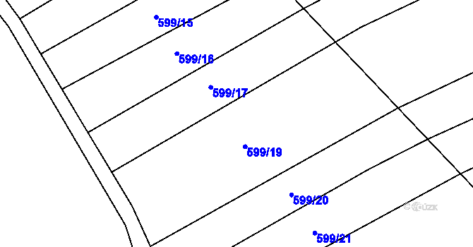 Parcela st. 599/18 v KÚ Hrobičany, Katastrální mapa