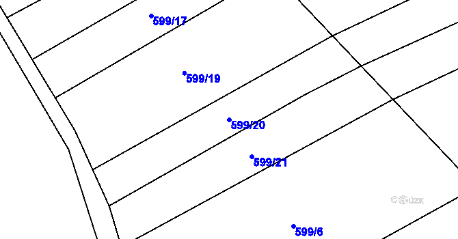 Parcela st. 599/20 v KÚ Hrobičany, Katastrální mapa