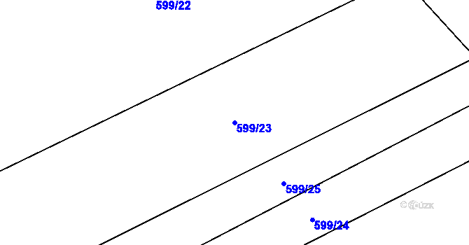 Parcela st. 599/23 v KÚ Hrobičany, Katastrální mapa