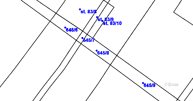 Parcela st. 645/8 v KÚ Hrobičany, Katastrální mapa