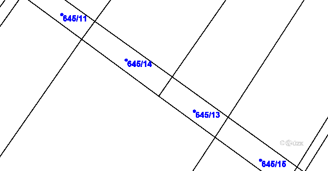 Parcela st. 645/12 v KÚ Hrobičany, Katastrální mapa